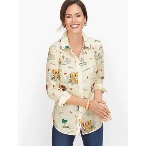 Talbots Scenic France button down top